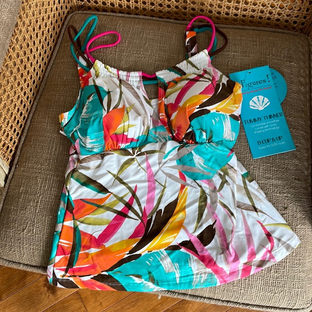 It Figures Tankini top with Tammy Thinner D Cup and up sizes 8 10 14 16 20